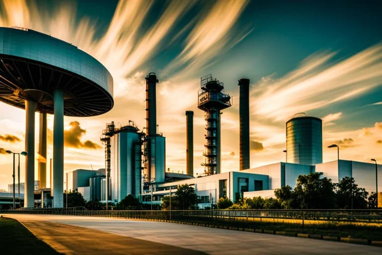 Conceptual industrial processing facility representing tyre recycling